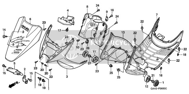 Honda SK50M 1997 Parafango anteriore/Passo Pavimento per un 1997 Honda SK50M